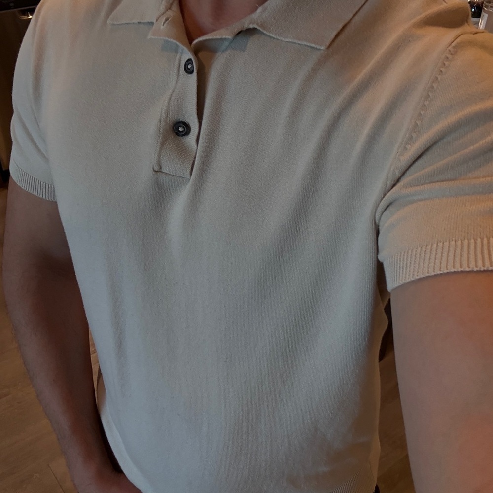 Zara Men's Beige Polo Shirt
